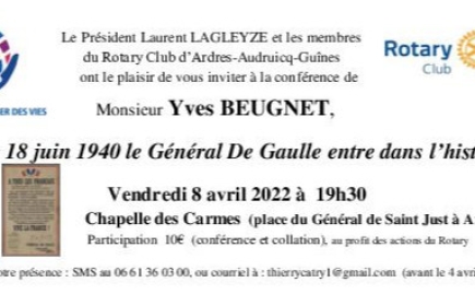 Conférence : Le 18 juin ,le général De Gaulle entre dans l'histoire.